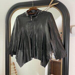 Alberto Makali Faux Leather laser cut jacket asymmetric size small